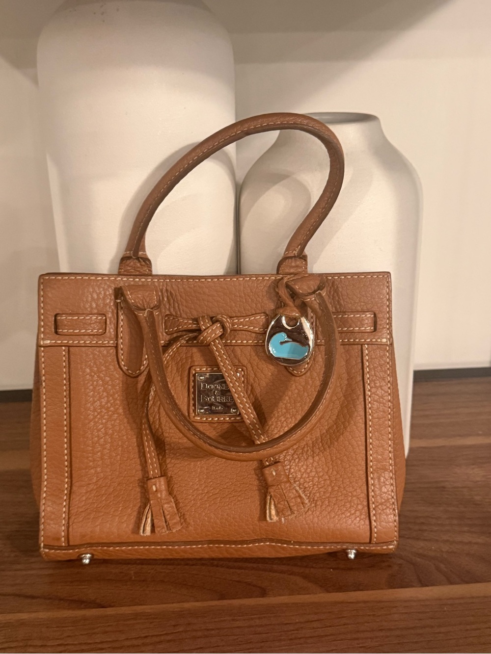 Dooney & Bourke Mini Tan Pebbled Leather Satchel